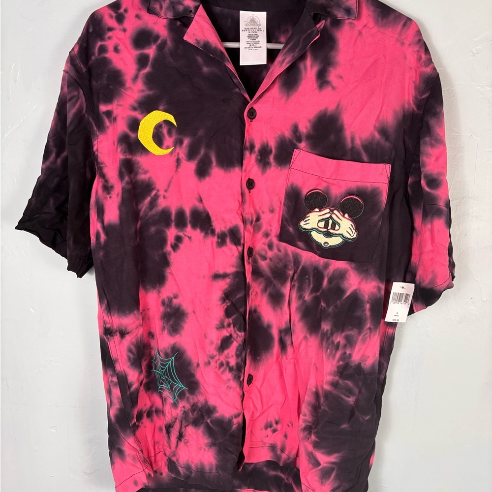 Disney Mickey Mouse Halloween Button Up Embroidered Shirt